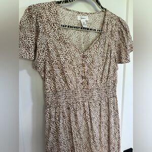 Neutral Maxi Dress with Smocking